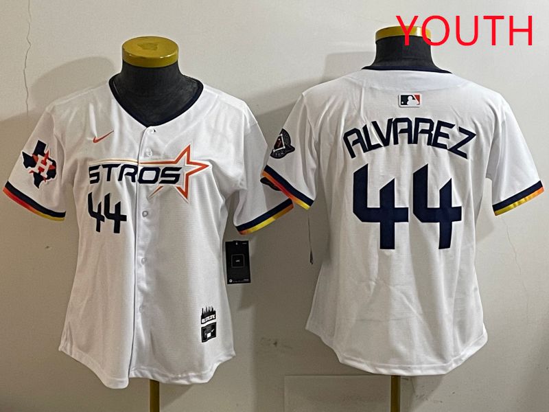 Youth Houston Astros #44 Alvarez White three generations Joint Name Nike 2025 MLB Jersey style 5
